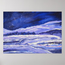Snow Dust and Stardust Watercolor Print