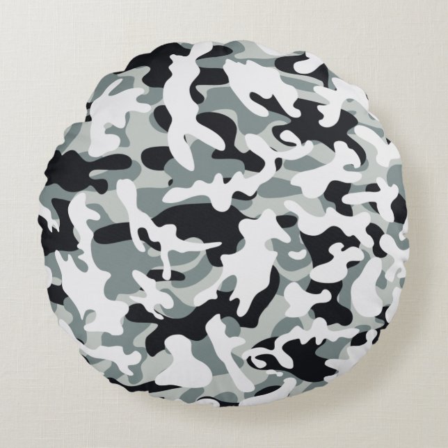 Snow Dust Camouflage Round Cushion (Front)