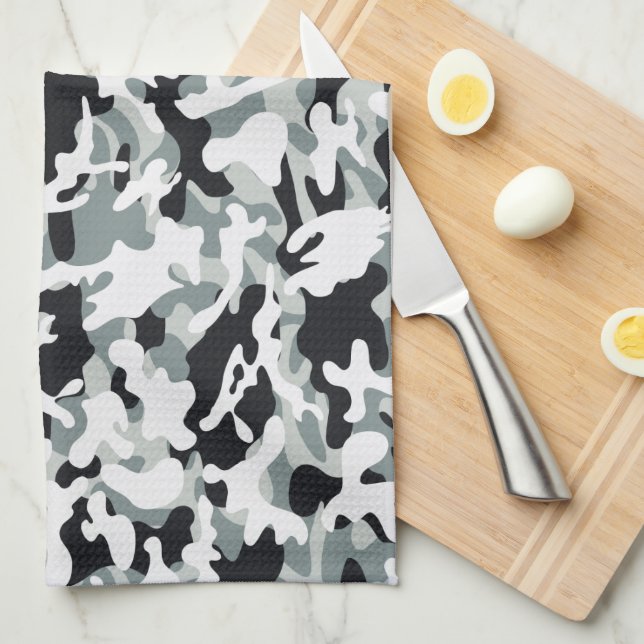 Snow Dust Camouflage  Tea Towel (Quarter Fold)