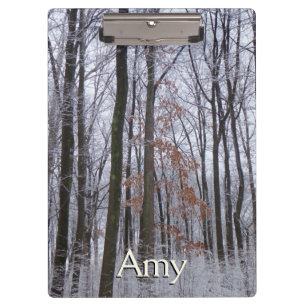 Snow Dusted Forest Winter Landscape Photography Clipboard