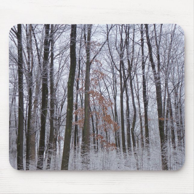 Snow Dusted Forest Winter Landscape Photography Mouse Pad (Front)