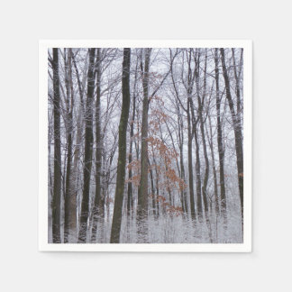Snow Dusted Forest Winter Landscape Photography Napkin