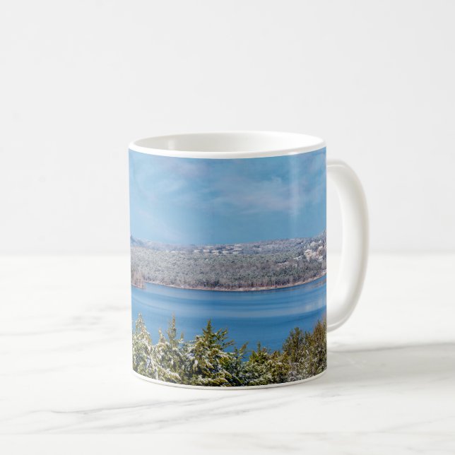 Snow Dusting At Table Rock Lake Coffee Mug (Front Right)