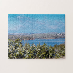 Snow Dusting At Table Rock Lake Jigsaw Puzzle