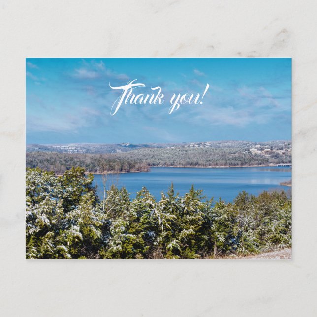 Snow Dusting At Table Rock Lake Thank you Postcard (Front)