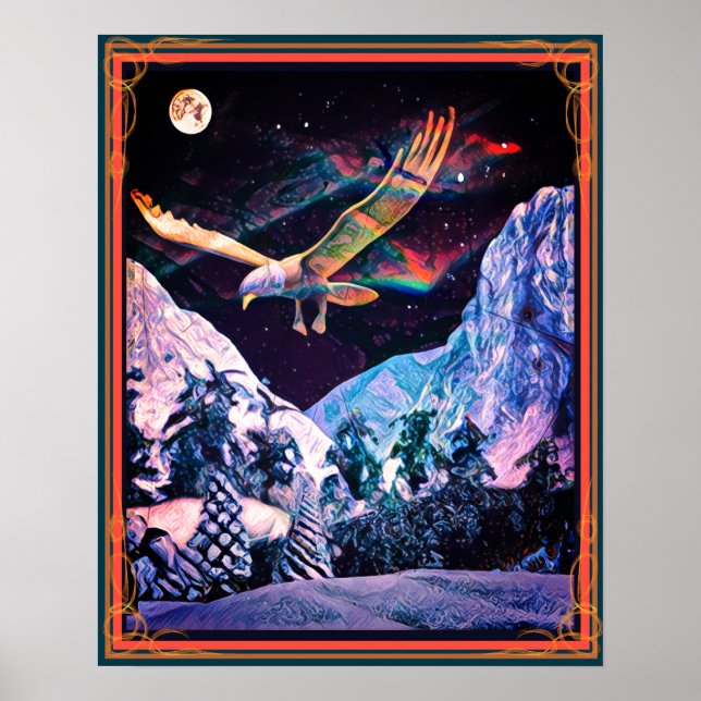 Snow Eagle Full Moon Poster (Front)