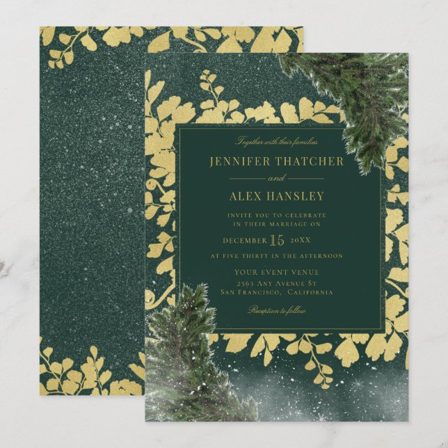 Snow Elegant Wedding Invitation (Front/Back)
