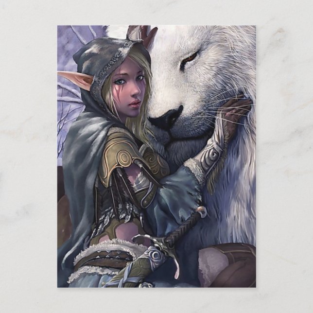 Snow+Elf+Girl+with+Lion Postcard (Front)