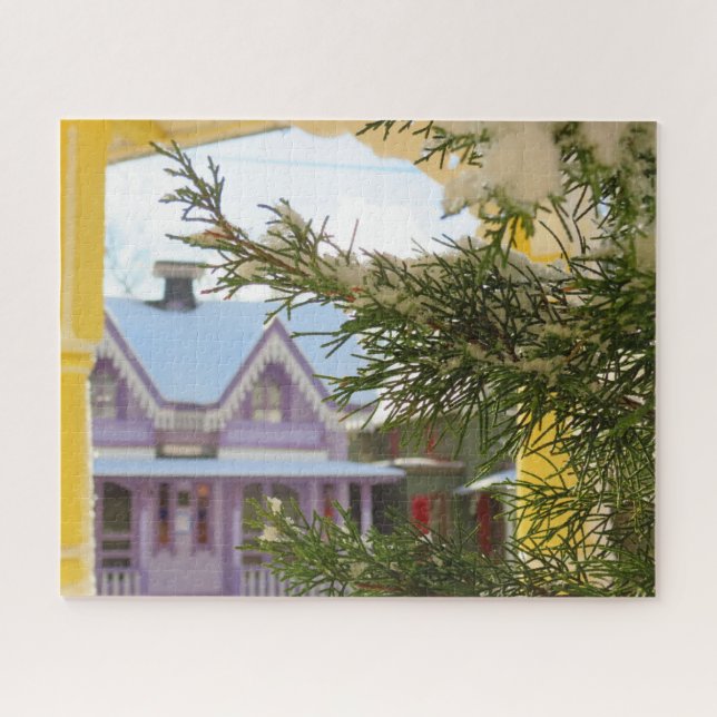 Snow, Evergreen and Cottages - Martha's Vineyard Jigsaw Puzzle (Horizontal)