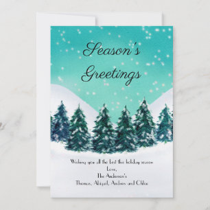Snow Evergreen Trees Holiday Season's Greetings 