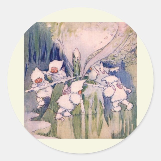 Snow Faeries Making Snow Classic Round Sticker (Front)