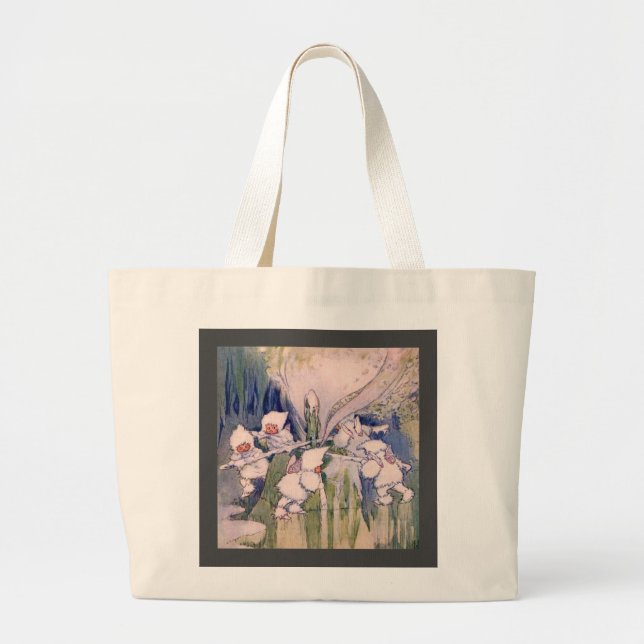 Snow Faeries Making Snow  Large Tote Bag (Front)