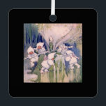 Snow Faeries Making Snow Metal Tree Decoration<br><div class="desc">vintage fairylands painting of snow fairies making snow dressed in white fluffy hooded coats, pretty pink wings and fur lined trousers working and pushing snow covers sticks around a snow mill to churn and make snow. vintage illustrative watercolor fairyland painting of fairies on top of a mountain manufacturing snow by...</div>