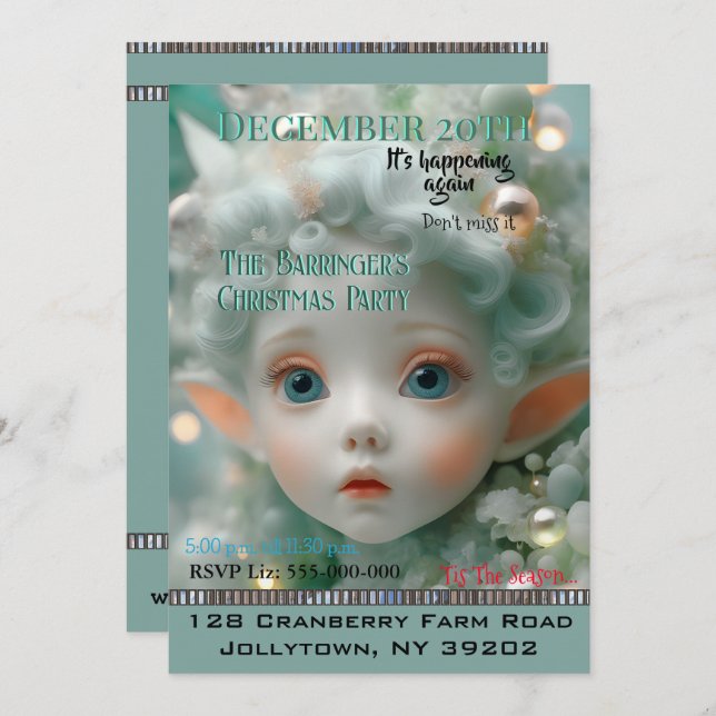 Snow Fairy Annual Christmas Party Invite (Front/Back)