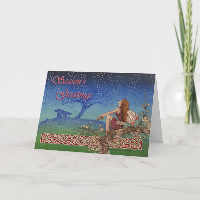 Snow Fairy Celtic Irish Christmas Card (Front)