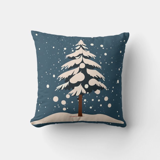 Snow Fall and Pine Tree Cushion (Front)