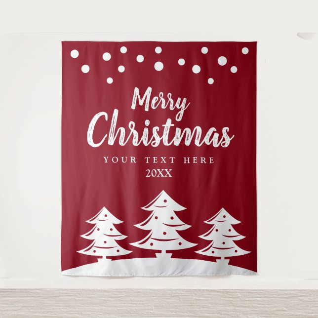 Snow fall Christmas Holiday party photo backdrop Tapestry (Front)