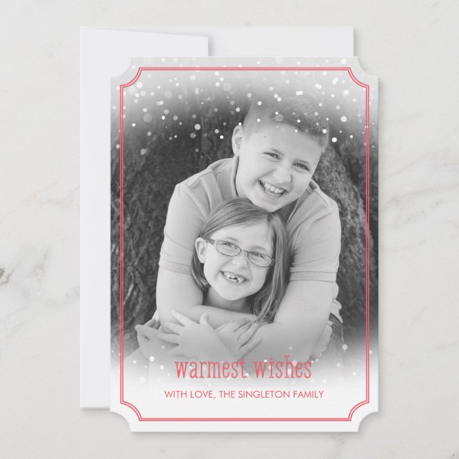 Snow Fall Warmest Wishes Holiday Photo Card (Front)