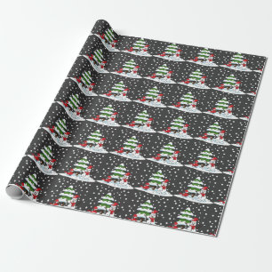 Snow Falling on Cardinal, Snowman and Pine Tree Wrapping Paper