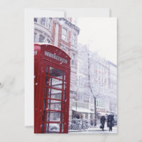 Snow Falling on Red Telephone Box