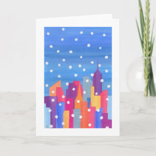 Snow Falling over NYC Card
