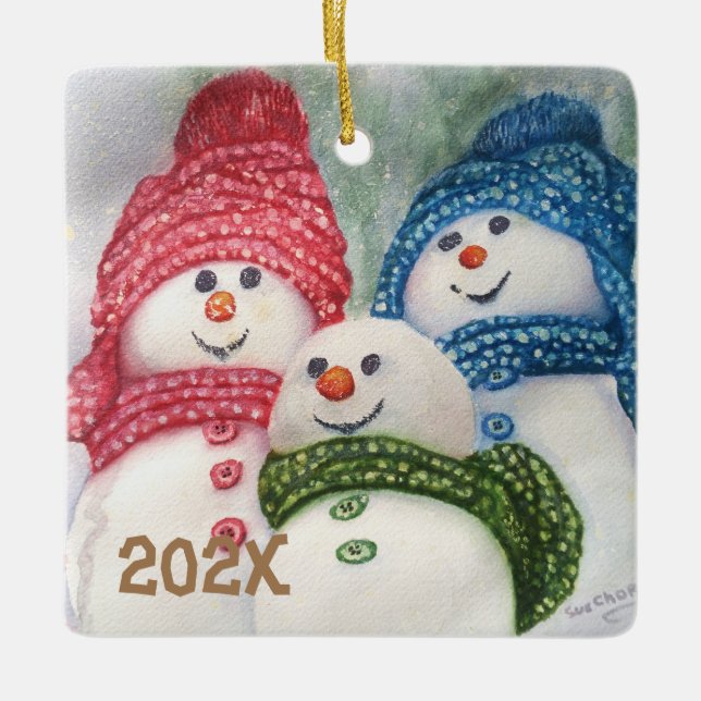 SNOW FAMILY CERAMIC ORNAMENT (Front)