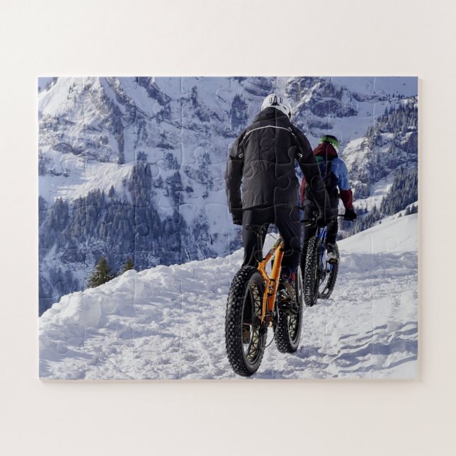 Snow Fatbikes Mountain Bikes Bicycles Cycling Jigs Jigsaw Puzzle (Horizontal)