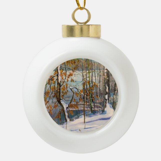 Snow fell ceramic ball christmas ornament (Front)