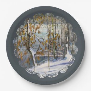 Snow fell paper plate