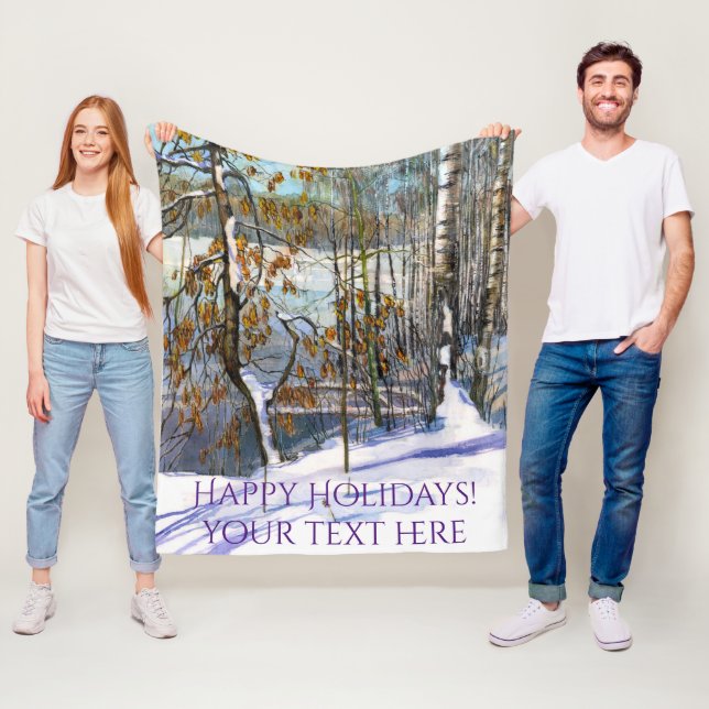 Snow fell Watercolor  Fleece Blanket (In Situ)