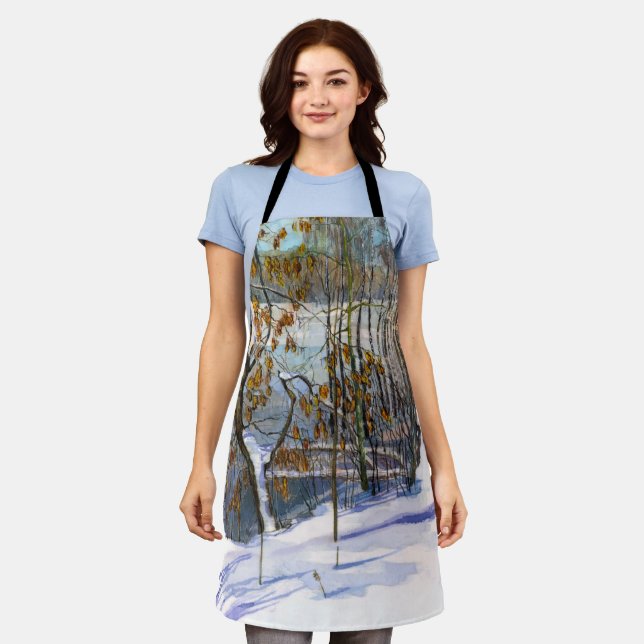 Snow fell Watercolor painting Apron (Worn)