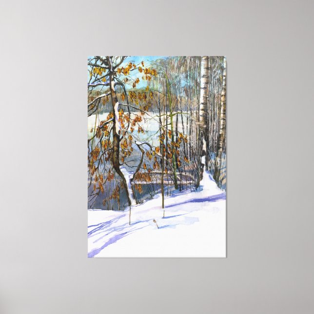 Snow fell Watercolor painting Canvas Print (Front)