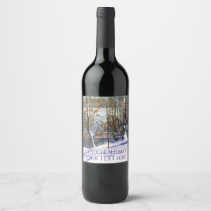 Snow fell Watercolor Wine Label
