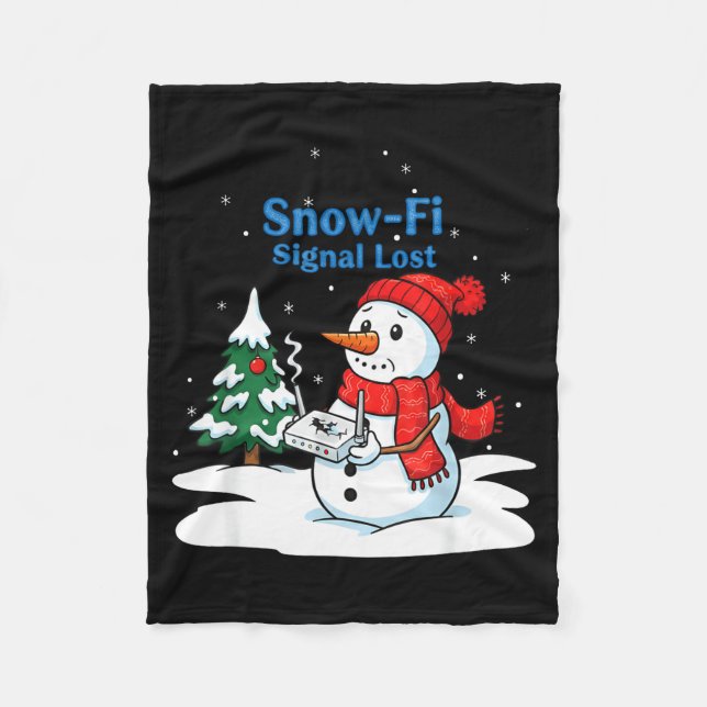 Snow-fi Signal Lost Funny Christmas Snowman Wifi  Fleece Blanket (Front)