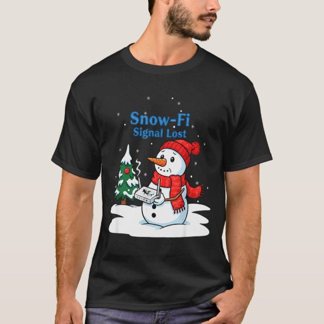 Snow-fi Signal Lost Funny Christmas Snowman Wifi  T-Shirt (Front)