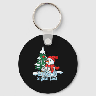 Snow-fi Signal Lost Funny Snowman Christmas Art  Key Ring