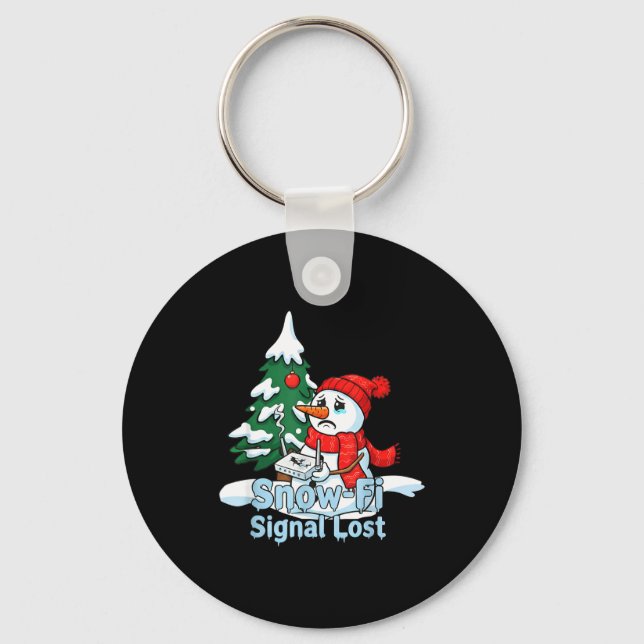 Snow-fi Signal Lost Funny Snowman Christmas Art  Key Ring (Front)