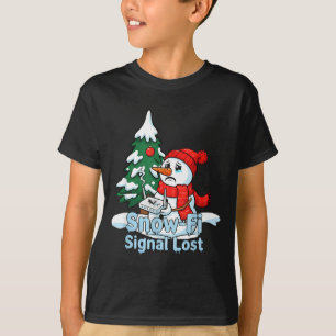 Snow-fi Signal Lost Funny Snowman Christmas Art T-Shirt