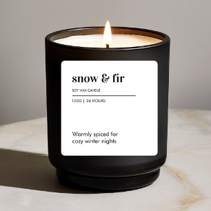 Snow & Fir Minimalist Soy Candle   Cozy Winter  Square Sticker