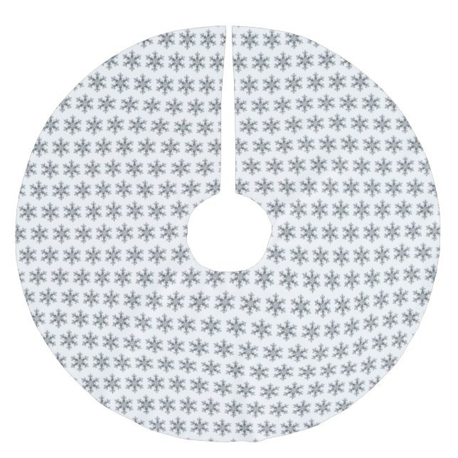Snow Flake Brushed Polyester Tree Skirt (Front)