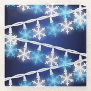 Snow Flake Lights Glass Coaster