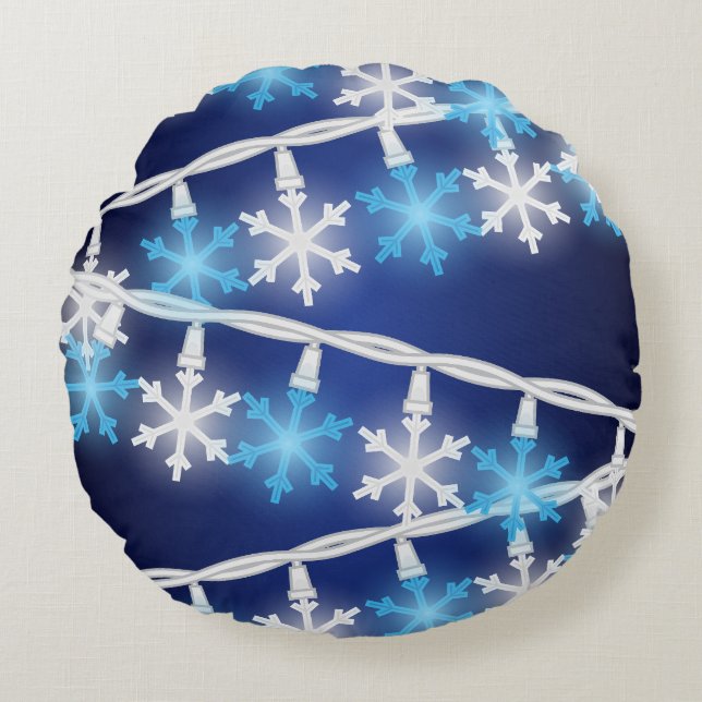 Snow Flake Lights Round Cushion (Front)