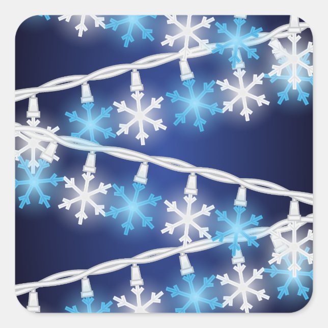 Snow Flake Lights Square Sticker (Front)