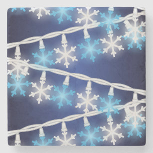 Snow Flake Lights Stone Coaster
