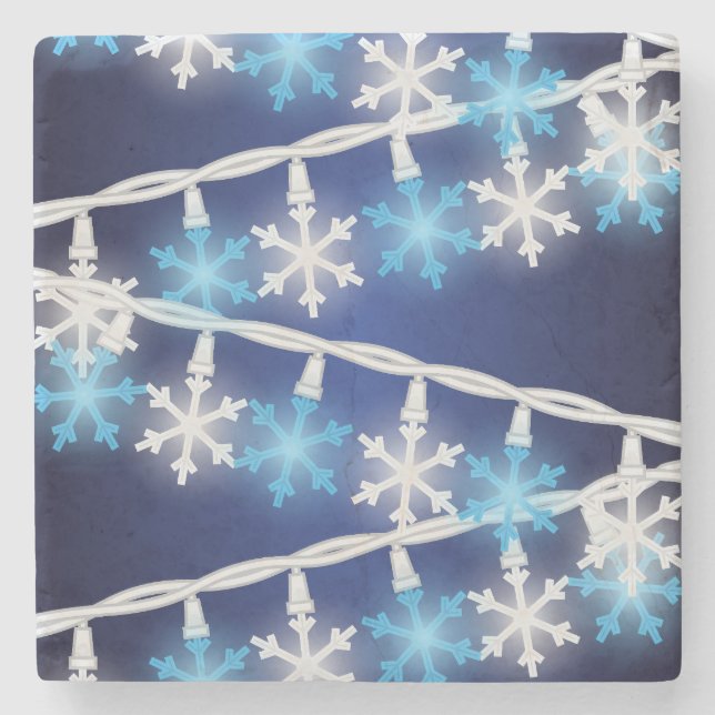 Snow Flake Lights Stone Coaster (Front)