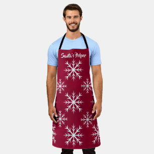 snow flake pattern-  North Pole design, cranberry Apron