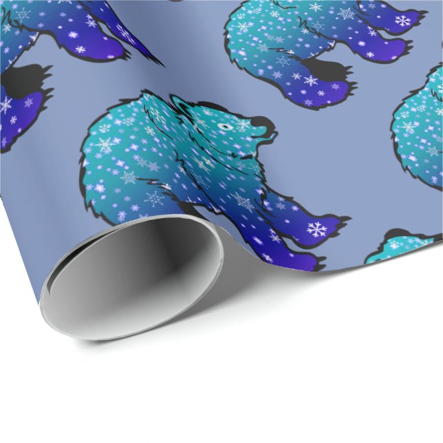 Snow Flake Polar Bear Wrapping Paper (Roll Corner)