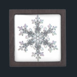 Snow flake winter design jewellery box<br><div class="desc">I’m Dreaming of a white Christmas - photograph of  a real snow flake</div>