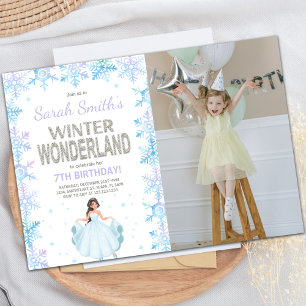 Snow flake Winter Wonderland Invitation with photo