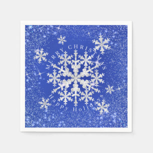 Snow Flakes Blue White  Napkin